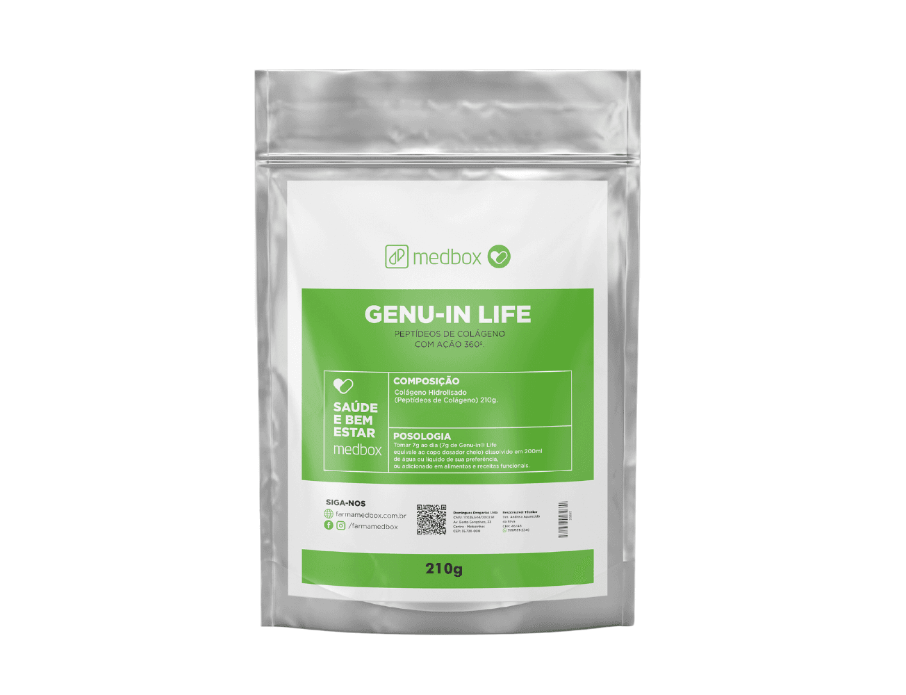 Peptídeos de Colágeno Hidrolisado Genu-in Life 360º 210g